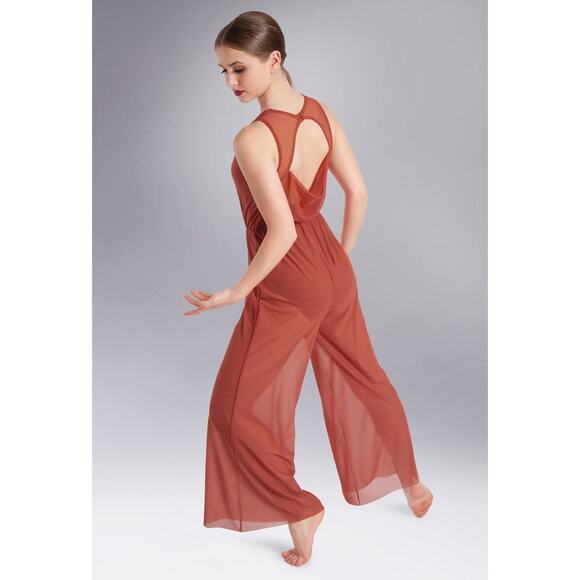 Dance Costume Balera SM12126 Medium Adult Orange Jumpsuit Contemporary - Picture 2 of 3